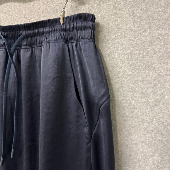 Lululemon Glide Away Navy Blue Side Slit Satin Pull-On Slip Midi Skirt Size 6 - Picture 5 of 14